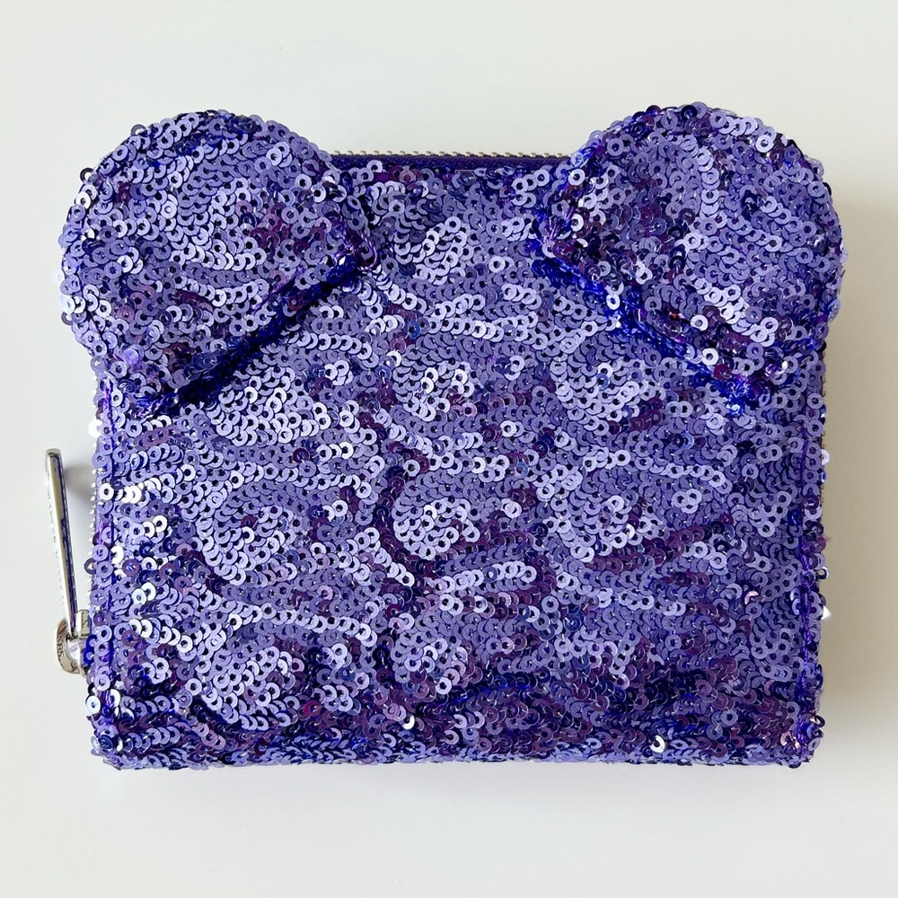 NWOT Loungefly Disney Limited Edition Purple Potion Sequin Mouse Ears Zip Wallet